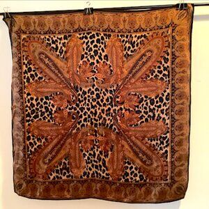 Fall Paisley print  26 x 26 inches square scarf; unbranded, 100% polyester